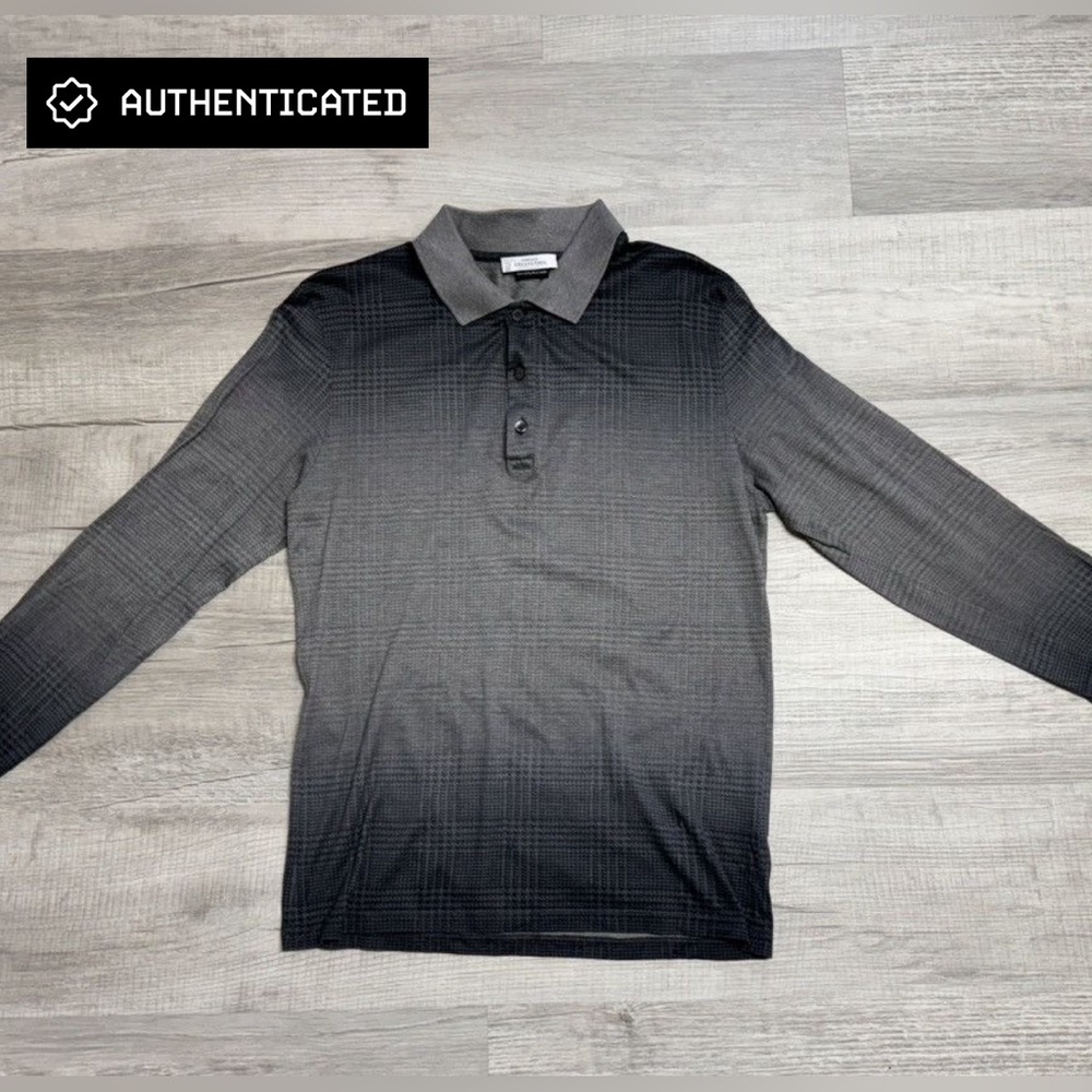 Versace Collection Italian Made Ombré Long Sleeve Polo
